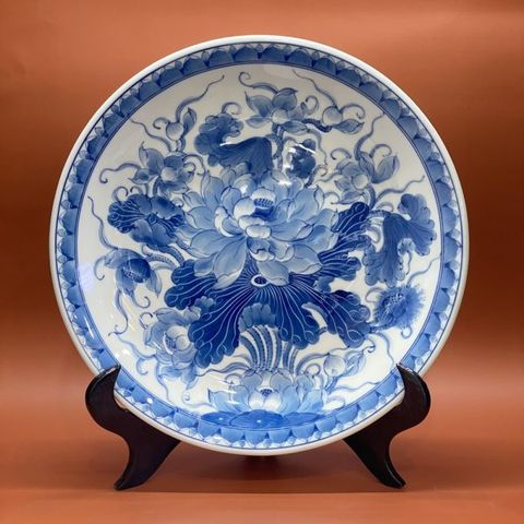  Mâm Bồng Hoa Sen Trường Phúc Men Lam Bát Tràng 