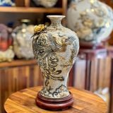  Mai Bình Tích Lộc Công Danh Phú Quý đắp nổi kênh bong men rạn vẽ vàng cao 38 cm | Quà Tặng Khai Trương Mai Bình Tích Lộc Bát Tràng 