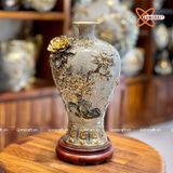  Mai Bình Tích Lộc Công Danh Phú Quý đắp nổi kênh bong men rạn vẽ vàng cao 38 cm | Quà Tặng Khai Trương Mai Bình Tích Lộc Bát Tràng 