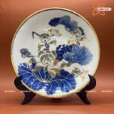  Mâm Bồng Bát Tràng Hoa Sen men trắng sứ vẽ vàng đường kính 30 cm 
