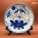 Mâm Bồng Bát Tràng Hoa Sen men trắng sứ vẽ vàng đường kính 30 cm 