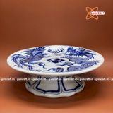  Mâm Bồng Rồng Nổi Men Lam Bát Tràng 
