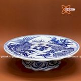  Mâm Bồng Rồng Phượng 3D Men Lam Bát Tràng 