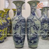  Lục Bình Bát Tràng men ngọc Bích Thư Họa Đồ vẽ kỹ 1m6 dáng béo | Quà Tặng Bố lục bình Bát Tràng 