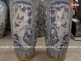  Lục Bình Bát Tràng men rạn vẽ kỹ Tứ Quý 1m6 bọc đồng | Quà Tặng Bố lục bình Bát Tràng 