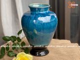  Bình Hoa trang trí vò chân cao hỏa biến xanh biển cao 30cm | Quà Tặng bình hoa Bát Tràng 