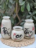  Bộ 3 Bình Hoa Vẽ Tay Gốm Sứ Bát Tràng Chữ Phúc Tâm An | Quà Tặng bình hoa Bát Tràng 