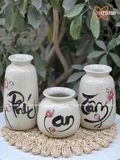  Bộ 3 Bình Hoa Vẽ Tay Gốm Sứ Bát Tràng Chữ Phúc Tâm An | Quà Tặng bình hoa Bát Tràng 
