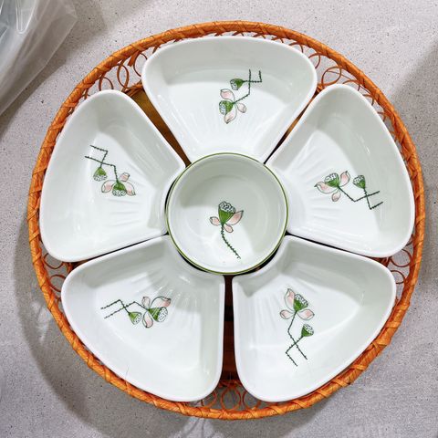  Bát Sứ Bát Tràng Hoa Mặt Trời 5 Cánh họa tiết Sen Hồng size 38 | Quà Tặng Doanh Nghiệp bát sứ 