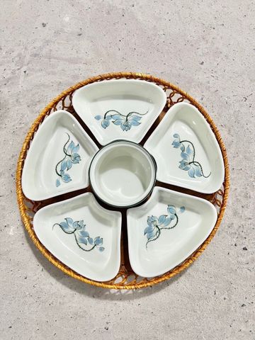  Bát Sứ Bát Tràng Hoa Mặt Trời 5 Cánh họa tiết Sen Xanh size 38 | Quà Tặng Doanh Nghiệp bát sứ 