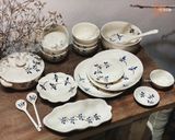  Quà Tặng Doanh Nghiệp bát sứ | Bát Sứ Bát Tràng bộ bát ăn decor gia đình họa tiết Chuồn Chuồn 18 chi tiết 