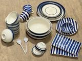  Quà Tặng Doanh Nghiệp bát sứ | Bát Sứ Bát Tràng bộ bát ăn decor gia đình họa tiết Sọc Xanh 20 chi tiết 