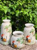 Bộ 3 Bình Hoa Vẽ Tay gốm sứ Bát Tràng họa tiết Sông Quê | Quà Tặng bình hoa Bát Tràng 
