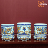  Bát hương Bát Tràng men ngọc đắp nổi rồng đường kính 26 cm 