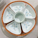  Bát Sứ Bát Tràng Hoa Mặt Trời 5 Cánh họa tiết Tuyết Mai Xanh size 38 | Quà Tặng Doanh Nghiệp bát sứ 