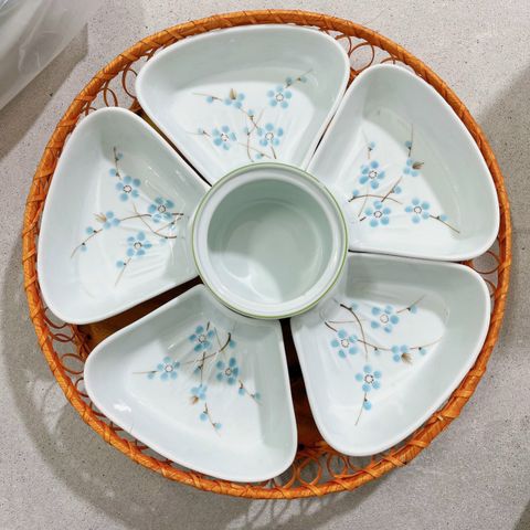  Bát Sứ Bát Tràng Hoa Mặt Trời 5 Cánh họa tiết Tuyết Mai Xanh size 38 | Quà Tặng Doanh Nghiệp bát sứ 