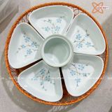  Bát Sứ Bát Tràng Hoa Mặt Trời 5 Cánh họa tiết Tuyết Mai Xanh size 38 | Quà Tặng Doanh Nghiệp bát sứ 