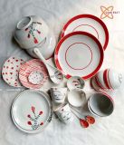  Quà Tặng Doanh Nghiệp bát sứ | Bát Sứ Bát Tràng bộ bát ăn decor gia đình họa tiết Viền Đỏ 22 chi tiết 