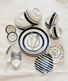  Quà Tặng Doanh Nghiệp bát sứ | Bát Sứ Bát Tràng bộ bát ăn decor gia đình họa tiết Viền Xanh 18 chi tiết 