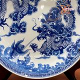  Mâm Bồng Rồng Trường Phúc Men Lam Bát Tràng 