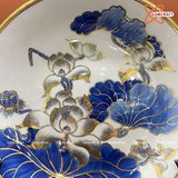 Mâm Bồng Bát Tràng Hoa Sen men trắng sứ vẽ vàng đường kính 30 cm 