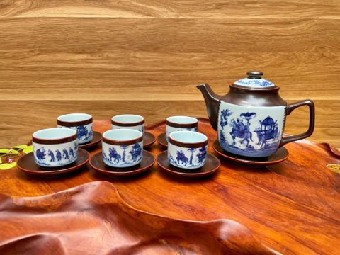  Ấm Chén Bát Tràng Đám Cưới Chuột Vuông Cao 500ml | Quà Tặng Doanh Nghiệp bộ ấm chén uống trà 