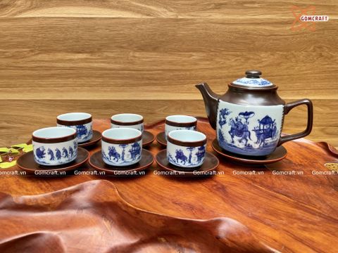  Ấm Chén Bát Tràng Đám Cưới Chuột Vuông Cao 500ml | Quà Tặng Doanh Nghiệp bộ ấm chén uống trà 