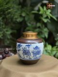  Hũ Đựng Trà Gốm Sứ Bát Tràng Cao Cấp Họa Tiết Đám Cưới Chuột Cao 13cm | Quà Tặng Doanh Nghiệp hũ đựng trà bằng gốm 