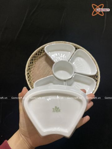  Bát Sứ Bát Tràng Hoa Mặt Trời 5 cánh trắng | Quà Tặng Doanh Nghiệp bát sứ 