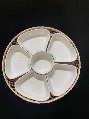  Bát Sứ Bát Tràng Hoa Mặt Trời 5 cánh trắng | Quà Tặng Doanh Nghiệp bát sứ 