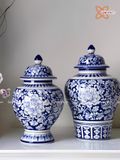  Chóe Tròn men Lam vẽ kỹ Hoa Dây kín bình cao 35cm 