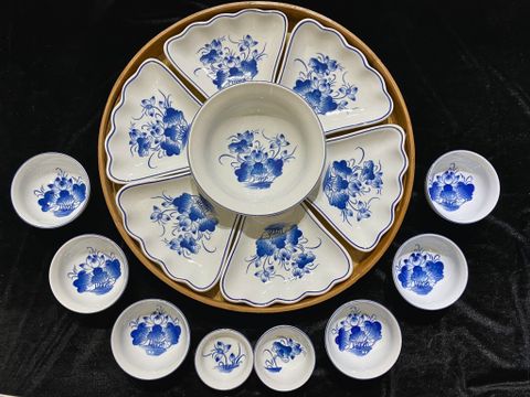  Bát Sứ Bát Tràng Hoa Mặt Trời vẽ Sen nước size 45 | Quà Tặng Doanh Nghiệp bát sứ 