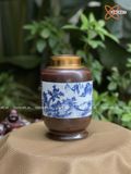  Hũ Đựng Trà Gốm Sứ Bát Tràng Cao Cấp Họa Tiết Sơn Thủy Tùng Chùa Cao 18cm | Quà Tặng Doanh Nghiệp hũ đựng trà bằng gốm 