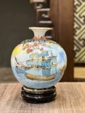  Bình Hút Lộc men màu vẽ vàng Thuận Buồm Xuôi Gió cao 22cm bụng 19cm | Quà Tặng Khai Trương bình hút lộc Bát Tràng 