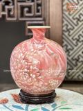  Bình Hút Lộc vẽ vàng Công Hoa Phú Quý vân đá ruby cao 30cm bụng 28cm | Quà Tặng Khai Trương bình hút lộc Bát Tràng 