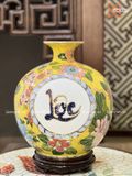  Bình Hút Lộc men màu vẽ vàng Tài Lộc Ngàn Hoa cao 30cm bụng 28cm | Quà Tặng Khai Trương bình hút lộc Bát Tràng 