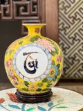  Bình Hút Lộc men màu vẽ vàng Tài Lộc Ngàn Hoa cao 30cm bụng 28cm | Quà Tặng Khai Trương bình hút lộc Bát Tràng 