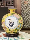  Bình Hút Lộc men màu vẽ vàng Tài Lộc Ngàn Hoa cao 30cm bụng 28cm | Quà Tặng Khai Trương bình hút lộc Bát Tràng 