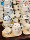  Quà Tặng Doanh Nghiệp bộ ấm chén uống trà | Ấm Chén Bát Tràng vuốt tay decor hiện đại họa tiết Sóng Đan Xanh750ml 