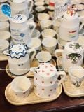  Quà Tặng Doanh Nghiệp bộ ấm chén uống trà | Ấm Chén Bát Tràng vuốt tay decor hiện đại họa tiết Hoa Tím 750ml 