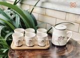  Quà Tặng Doanh Nghiệp bộ ấm chén uống trà | Ấm Chén Bát Tràng vuốt tay decor hiện đại họa tiết Sen Nâu 750ml 