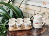  Quà Tặng Doanh Nghiệp bộ ấm chén uống trà | Ấm Chén Bát Tràng vuốt tay decor hiện đại vẽ Cá Sắc Màu 750ml 