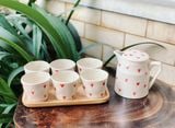  Quà Tặng Doanh Nghiệp bộ ấm chén uống trà | Ấm Chén Bát Tràng vuốt tay decor hiện đại họa tiết Trái Tim 750ml 
