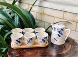  Quà Tặng Doanh Nghiệp bộ ấm chén uống trà | Ấm Chén Bát Tràng vuốt tay decor hiện đại vẽ Cành Mây Xanh 750ml 
