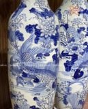  Quà Tặng Bố lục bình Bát Tràng | Lục Bình Bát Tràng men trắng vẽ Lý Ngư Vọng Nguyệt cao 1m4 bụng 40cm 