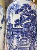  Quà Tặng Bố lục bình Bát Tràng | Lục Bình Bát Tràng men trắng vẽ Sơn Thủy Tùng Chùa cao 1m4 bụng 40cm 