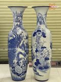  Quà Tặng Bố lục bình Bát Tràng | Lục Bình Bát Tràng men lam vẽ Công Danh Phú Quý cao 1m4 bụng 40cm 