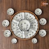  Quà Tặng Doanh Nghiệp | Bát Sứ Bát Tràng Hoa Mặt Trời vẽ Sen Chuồn hàng kỹ men ngọc size 45 bộ 15 chi tiết 