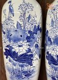  Quà Tặng Bố lục bình Bát Tràng | Lục Bình Bát Tràng men trắng vẽ Sen Nước cao 1m4 bụng 40cm 