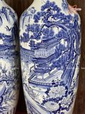  Quà Tặng Bố lục bình Bát Tràng | Lục Bình Bát Tràng men trắng vẽ Sơn Thủy Tùng Chùa cao 1m6 dáng béo bụng 50cm 